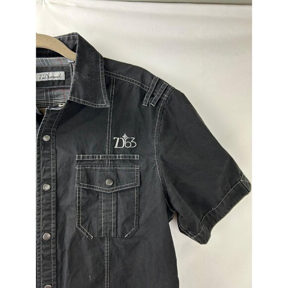 7 Diamonds Men's Large Utility Flap Pocket Casual Snap Front Short Sleeve Shirt - Picture 11 of 13